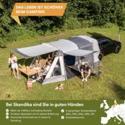 Skandika Pitea XL UP Tent – Koepeltenten - Autotent – 4 Persoons Campingtent Voor SUV, Caddy, Auto, CUV – Vrijstaand – Met/zonder Slaapcabine – Max. Stahoogte 200 Cm – Waterdicht Met 3000mm Waterkolom - 515 X 300 X 200 Cm (LxBxH) – Kamperen - Grijs -Buiten Kamperen 1200x1200 705