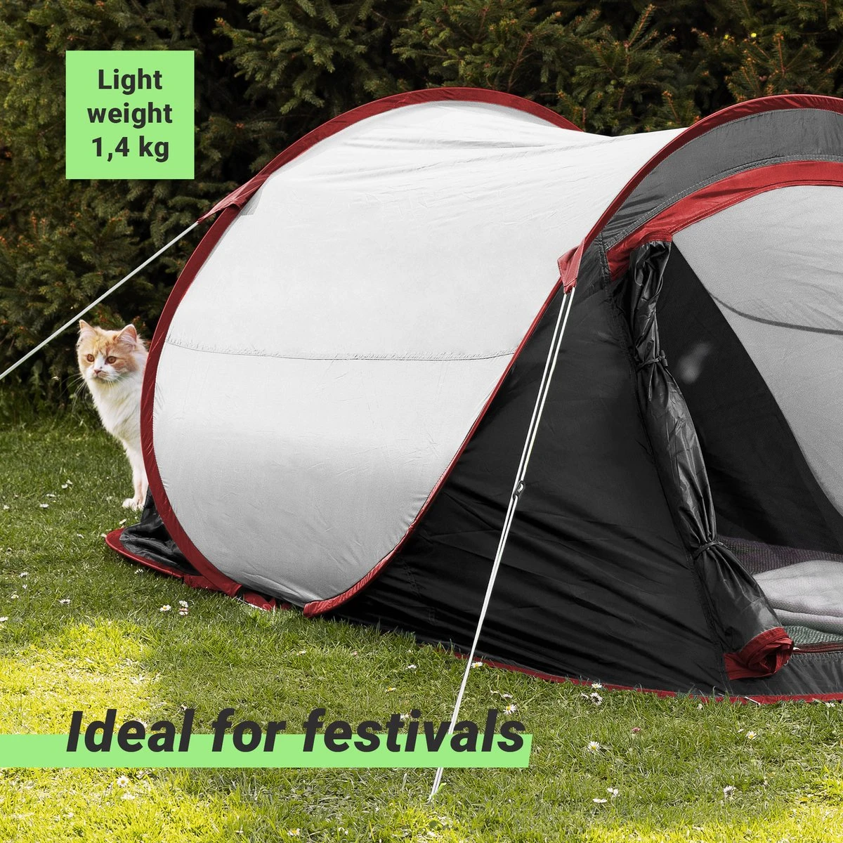 JEMIDI Tweepersoons Pop-up Tent - Opgooitent, Werptent Voor 2 Personen - Ideaal Als Festivaltent Of Kampeertent - Verschillende Kleuren 3 JEMIDI Tweepersoons Pop-up Tent - Opgooitent, Werptent Voor 2 Personen - Ideaal Als Festivaltent Of Kampeertent - Verschillende Kleuren - Afbeelding 3