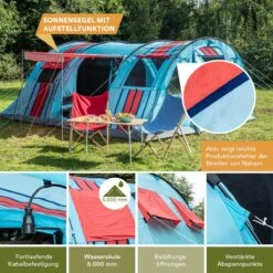 Skandika Gotland Tunneltent Voor 6 Personen, Grote Familietent In Racing-design, Ingenaaide Tentbodem, Waterdicht, 5000 Mm Waterkolom, Slaapcabine Met Scheidingswand, Muggennet (let Op, Komt Met Kleurfouten) -Buiten Kamperen 1200x1200 730