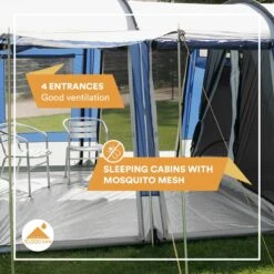 Skandika Montana 8 Tent – Tunneltenten – 8 Persoons Tent – Campingtent – 200 Cm Stahoogte – 2-4 Slaapcabines - Muggengaas – Familietent – 4 Ingangen – 700 X 310 X 200 Cm (L X B X H) - 5000 Mm Waterkolom – Outdoor, Camping – Kamperen – Blauw 11 Skandika Montana 8 Tent – Tunneltenten – 8 Persoons Tent – Campingtent – 200 Cm Stahoogte – 2-4 Slaapcabines - Muggengaas – Familietent – 4 Ingangen – 700 X 310 X 200 Cm (L X B X H) - 5000 Mm Waterkolom – Outdoor, Camping – Kamperen – Blauw -Buiten Kamperen 1200x1200 746