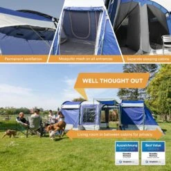 Skandika Montana 8 Tent – Tunneltenten – 8 Persoons Tent – Campingtent – 200 Cm Stahoogte – 2-4 Slaapcabines - Muggengaas – Familietent – 4 Ingangen – 700 X 310 X 200 Cm (L X B X H) - 5000 Mm Waterkolom – Outdoor, Camping – Kamperen – Blauw 17 Skandika Montana 8 Tent – Tunneltenten – 8 Persoons Tent – Campingtent – 200 Cm Stahoogte – 2-4 Slaapcabines - Muggengaas – Familietent – 4 Ingangen – 700 X 310 X 200 Cm (L X B X H) - 5000 Mm Waterkolom – Outdoor, Camping – Kamperen – Blauw -Buiten Kamperen 1200x1200 752