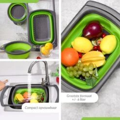 Buxibo - 3-Delige Keuken Vergiet Set Inklapbaar Groen/Grijs 27 Buxibo - 3-Delige Keuken Vergiet Set Inklapbaar Groen/Grijs -Buiten Kamperen 1200x1200 780