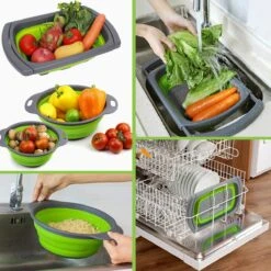 Buxibo - 3-Delige Keuken Vergiet Set Inklapbaar Groen/Grijs 34 Buxibo - 3-Delige Keuken Vergiet Set Inklapbaar Groen/Grijs -Buiten Kamperen 1200x1200 786