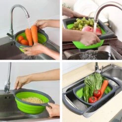 Buxibo - 3-Delige Keuken Vergiet Set Inklapbaar Groen/Grijs 35 Buxibo - 3-Delige Keuken Vergiet Set Inklapbaar Groen/Grijs -Buiten Kamperen 1200x1200 787