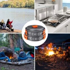 Camping Outdoor Kookset 13-delig Camping Servies En Pannen Pannenset Keukengerei - BPA-vrij & Geen Giftige Stoffen - Opvouwbaar & Licht - Ideaal Voor Reizen, Festival, Wandelen -Buiten Kamperen 1200x1200 790