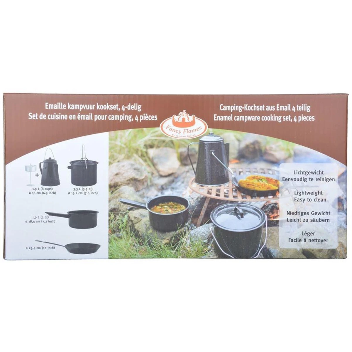 ESSCHERT DESIGN Pannenset Kampvuur - 4 Delig - Outdoor - Metaal 11 ESSCHERT DESIGN Pannenset Kampvuur - 4 Delig - Outdoor - Metaal - Afbeelding 11