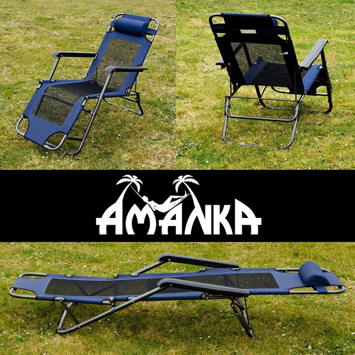 Ligstoel 155x60cm - Opvouwbaar Campingstoel Ligbed Strandstoel Tuinstoel Vouwligstoel Blauw 17 Ligstoel 155x60cm - Opvouwbaar Campingstoel Ligbed Strandstoel Tuinstoel Vouwligstoel Blauw - Afbeelding 17