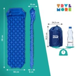 TRVLMORE Slaapmat - Zelfopblazend - 1 Persoons - Ingebouwde Pomp En Kussen - Blauw -Buiten Kamperen 1200x1200 874