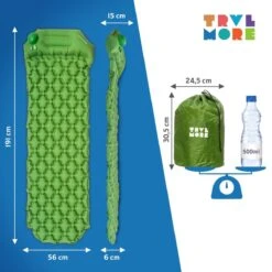 TRVLMORE Slaapmat - Zelfopblazend - 1 Persoons - Ingebouwde Pomp En Kussen - Groen -Buiten Kamperen 1200x1200 886
