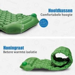 TRVLMORE Slaapmat - Zelfopblazend - 1 Persoons - Ingebouwde Pomp En Kussen - Groen -Buiten Kamperen 1200x1200 888