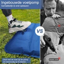 Hikr® Slaapmat 10cm+ Dikte - Comfortabel Luchtmatras - Zelfopblazend Met De Voet - TPU+40D Nylon - Slaapmatje Eenpersoons En Uit Te Breiden Tot Tweepersoons - Slaapmat Met Ingebouwde Pomp -Buiten Kamperen 1200x1200 924