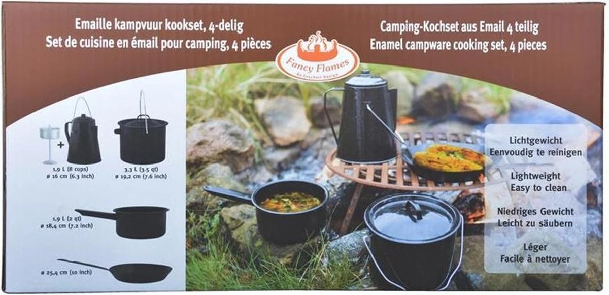 ESSCHERT DESIGN Pannenset Kampvuur - 4 Delig - Outdoor - Metaal 4 ESSCHERT DESIGN Pannenset Kampvuur - 4 Delig - Outdoor - Metaal - Afbeelding 4