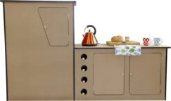 Camper Keuken MDF - Linkerkant EU - Inclusief Kledingstang + Wijnrek - Onbewerkt - Inbouw Kasten Inrichting Kampeerauto Caravan -Buiten Kamperen 1200x709