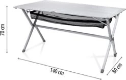 Campart Campingtafel XL TA-0806 - Opvouwbaar, Lichtgewicht En Met Verstelbare Poten - Kampeertafel Inklapbaar Inclusief Opbergtas - 140 X 80 X 70 Cm - Wit -Buiten Kamperen 1200x756