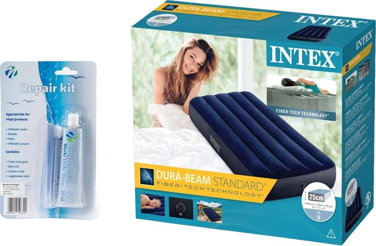 Intex Luchtbed - Classic Downy - Formaat: Cot - B76 X L191 X H25 Cm - 1 Pers. - Met Reparatieset 5 Intex Luchtbed - Classic Downy - Formaat: Cot - B76 X L191 X H25 Cm - 1 Pers. - Met Reparatieset - Afbeelding 5
