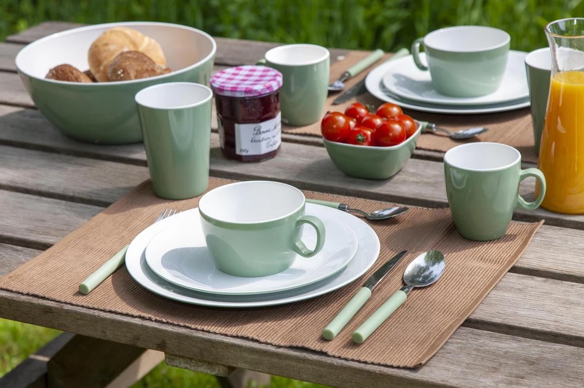 Bo-Camp Servies - Campingbord - 100% Melamine - 16-delig - Groen 5 Bo-Camp Servies - Campingbord - 100% Melamine - 16-delig - Groen - Afbeelding 5