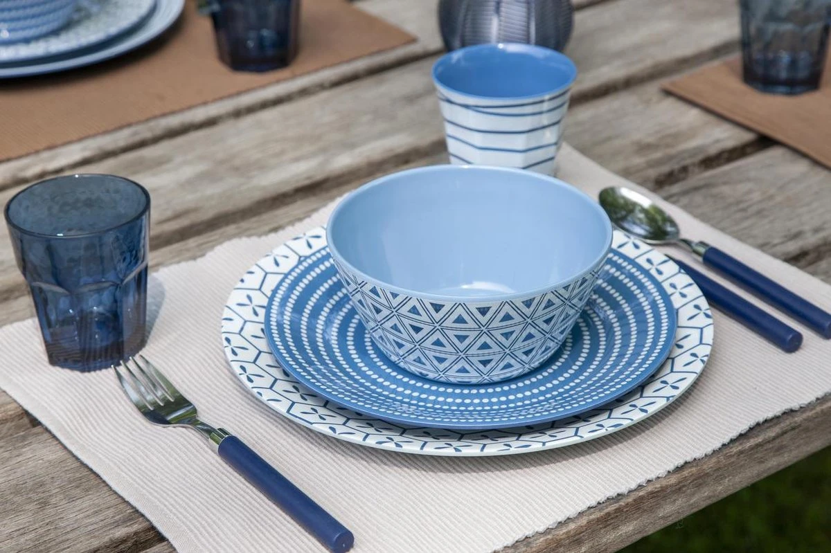 Bo-Camp - Servies - Mix & Match- 16-Delig - Blauw 12 Bo-Camp - Servies - Mix & Match- 16-Delig - Blauw - Afbeelding 12