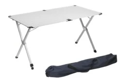 Campart Campingtafel XL TA-0806 - Opvouwbaar, Lichtgewicht En Met Verstelbare Poten - Kampeertafel Inklapbaar Inclusief Opbergtas - 140 X 80 X 70 Cm - Wit -Buiten Kamperen 1200x802