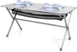 Campart Campingtafel XL TA-0806 - Opvouwbaar, Lichtgewicht En Met Verstelbare Poten - Kampeertafel Inklapbaar Inclusief Opbergtas - 140 X 80 X 70 Cm - Wit