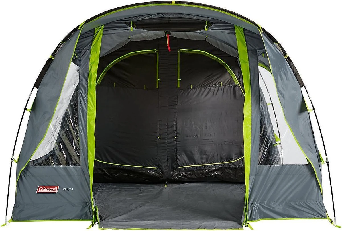 Coleman Vail 4 Tunneltent - Familie Tent - 4-Persoons - Grijs/Groen 2 Coleman Vail 4 Tunneltent - Familie Tent - 4-Persoons - Grijs/Groen - Afbeelding 2