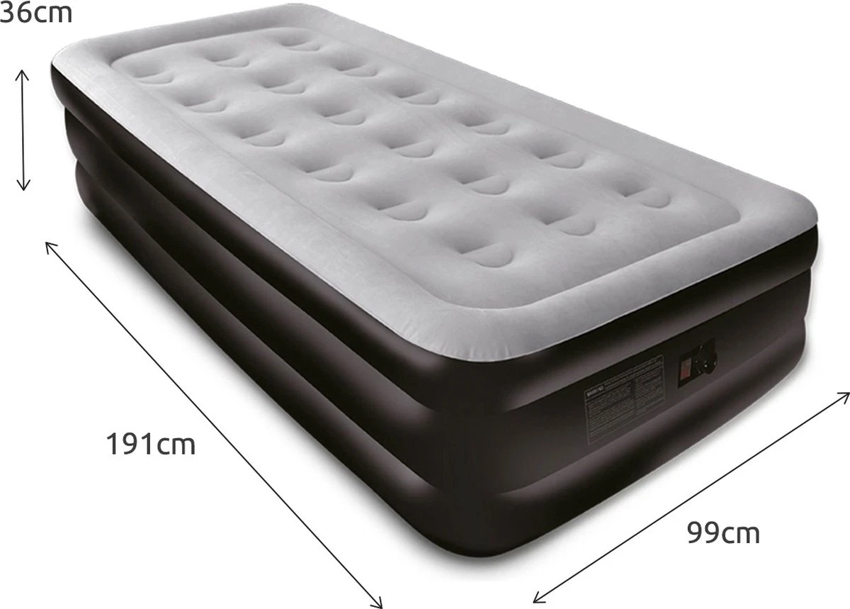 BluMill Eenpersoons Luchtbed - Met Ingebouwde Pomp - Luchtbed Zelfopblazend - Incl. Draagtas - 191x99x36 Cm 4 BluMill Eenpersoons Luchtbed - Met Ingebouwde Pomp - Luchtbed Zelfopblazend - Incl. Draagtas - 191x99x36 Cm - Afbeelding 4