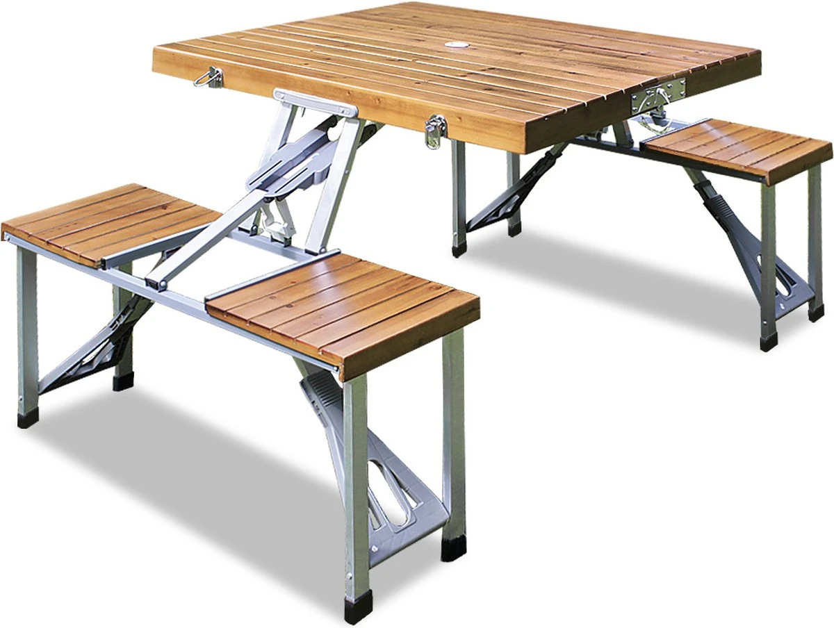 Merkloos Deuba Picknicktafel Campingtafel - Opvouwbaar Voor 4 Personen - Hout En Aluminium 1 Merkloos Deuba Picknicktafel Campingtafel - Opvouwbaar Voor 4 Personen - Hout En Aluminium