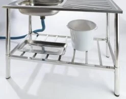 Camping/Outdoor Inox Tafel Met Gootsteen Lavabo En Kraan 100x77x50cm -Buiten Kamperen 1200x945