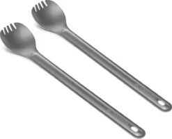 Navaris 2x Spork Met Extra Lange Handgreep - Set Van 2 - Campingbestek Van Titanium - Bestek Voor Onderweg - Lichtgewicht - Inclusief Bewaarzakje -Buiten Kamperen 1200x974 2
