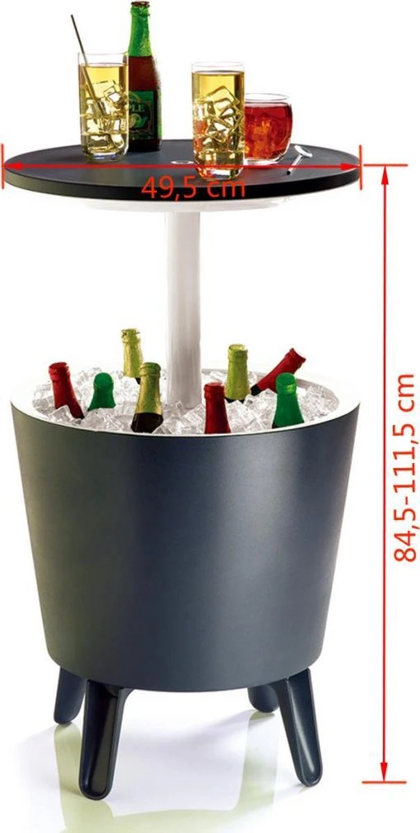 Keter Coolbar Partytafel – 49,5x49,5x57cm - Antraciet 5 Keter Coolbar Partytafel – 49,5x49,5x57cm - Antraciet - Afbeelding 5